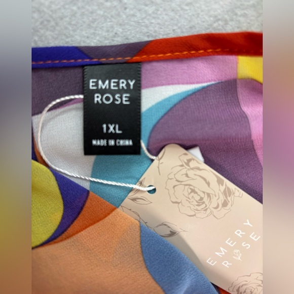 Emery Rose 1X Swim Coverup Colorful Geometric Kimono with Tassels - Picture 8 of 9